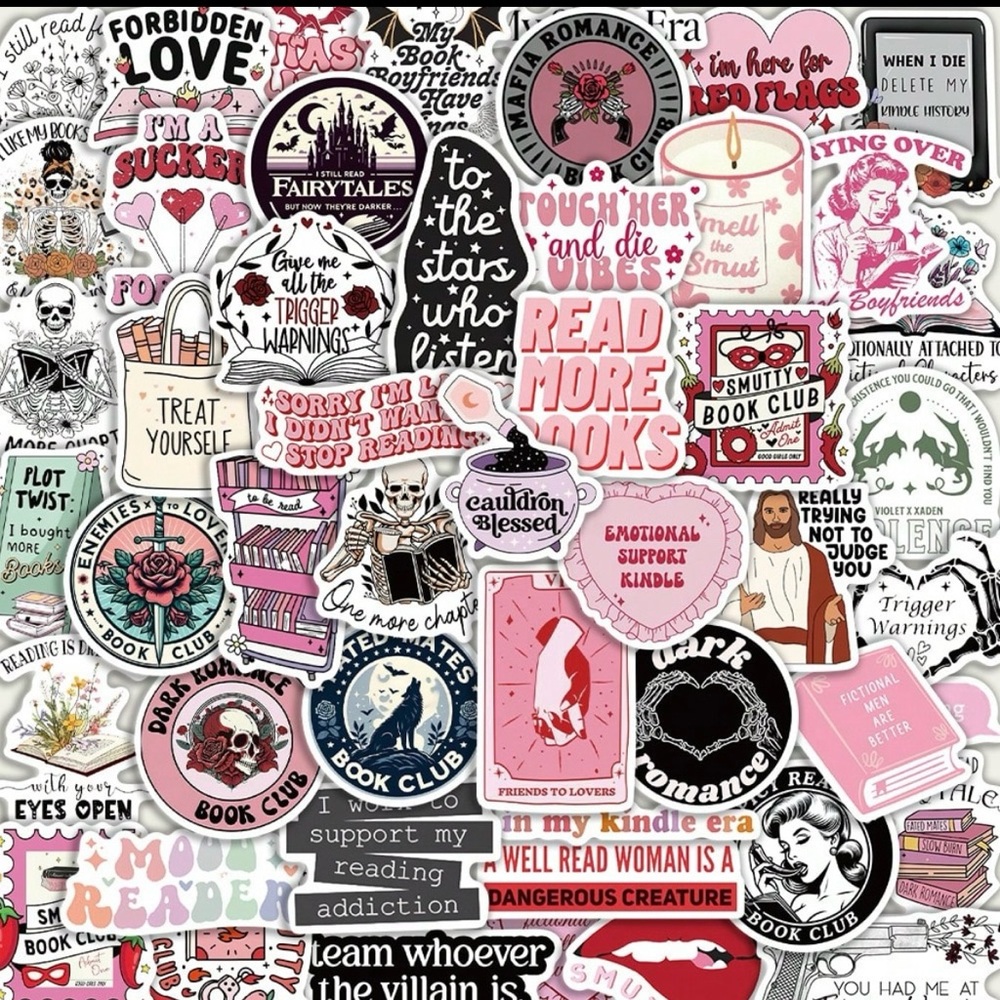 50 Dark Romance Reading Stickers Book Club Dark Humor Sparkle
